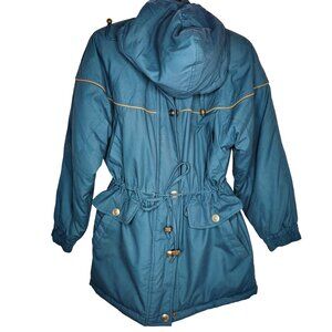 Current Seen Womens Hooded Parka Jacket Sz S Dark Aqua With Pockets Vintage